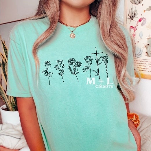 Floral Cross Black