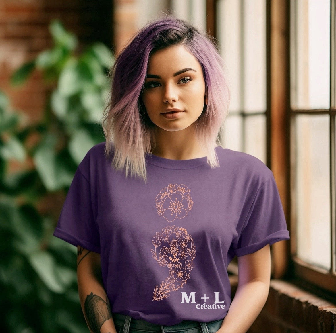 Floral Mental Health Peach Ink