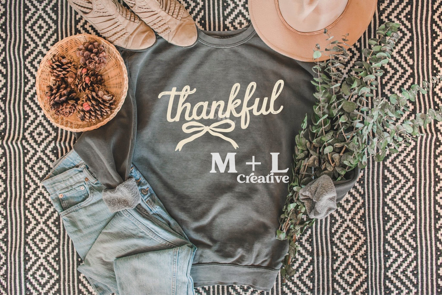 Thankful Bow Beige Ink