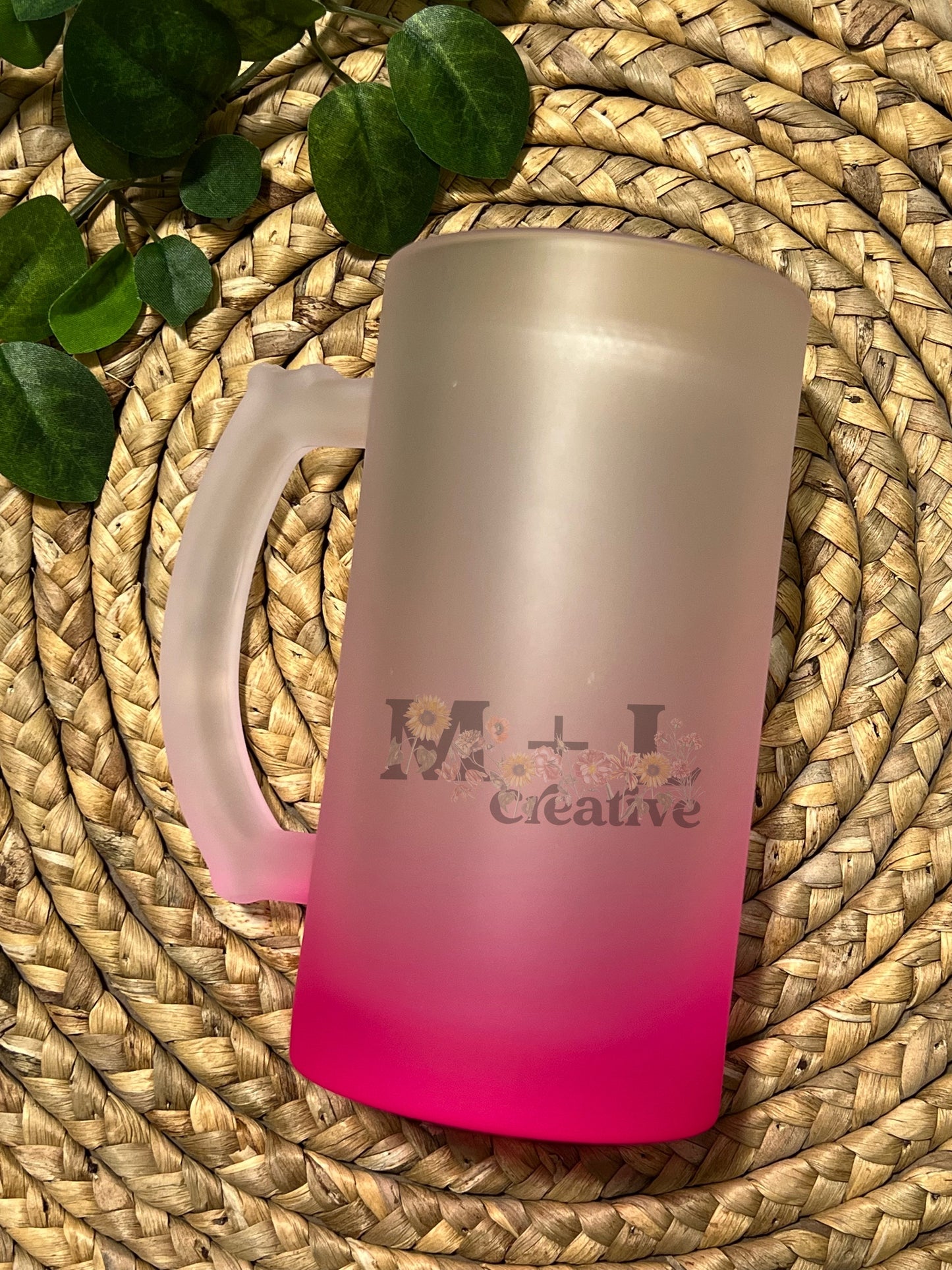 Pink Frosted Beer Mug