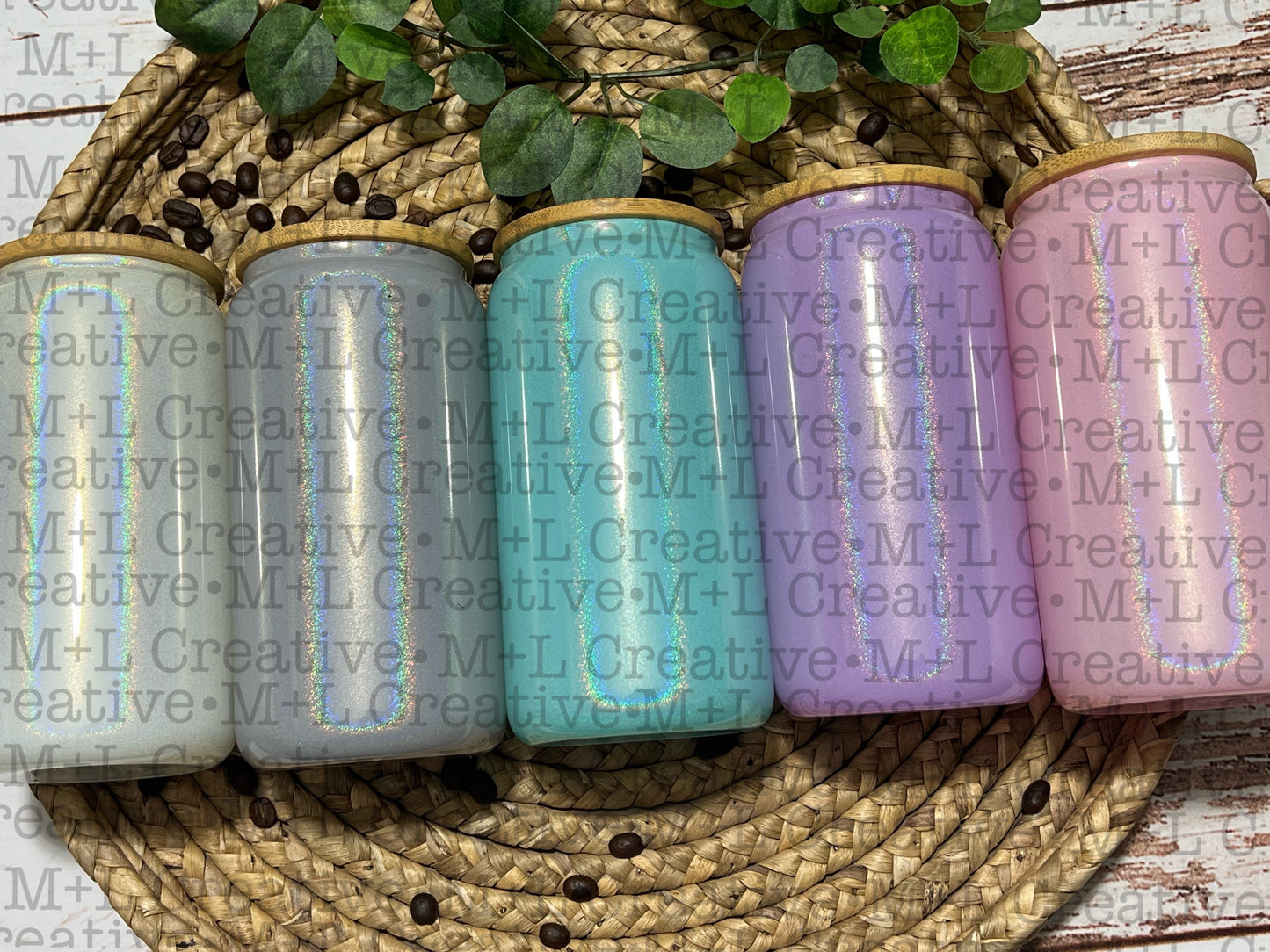 Mint Sparkle 16oz Glass Can