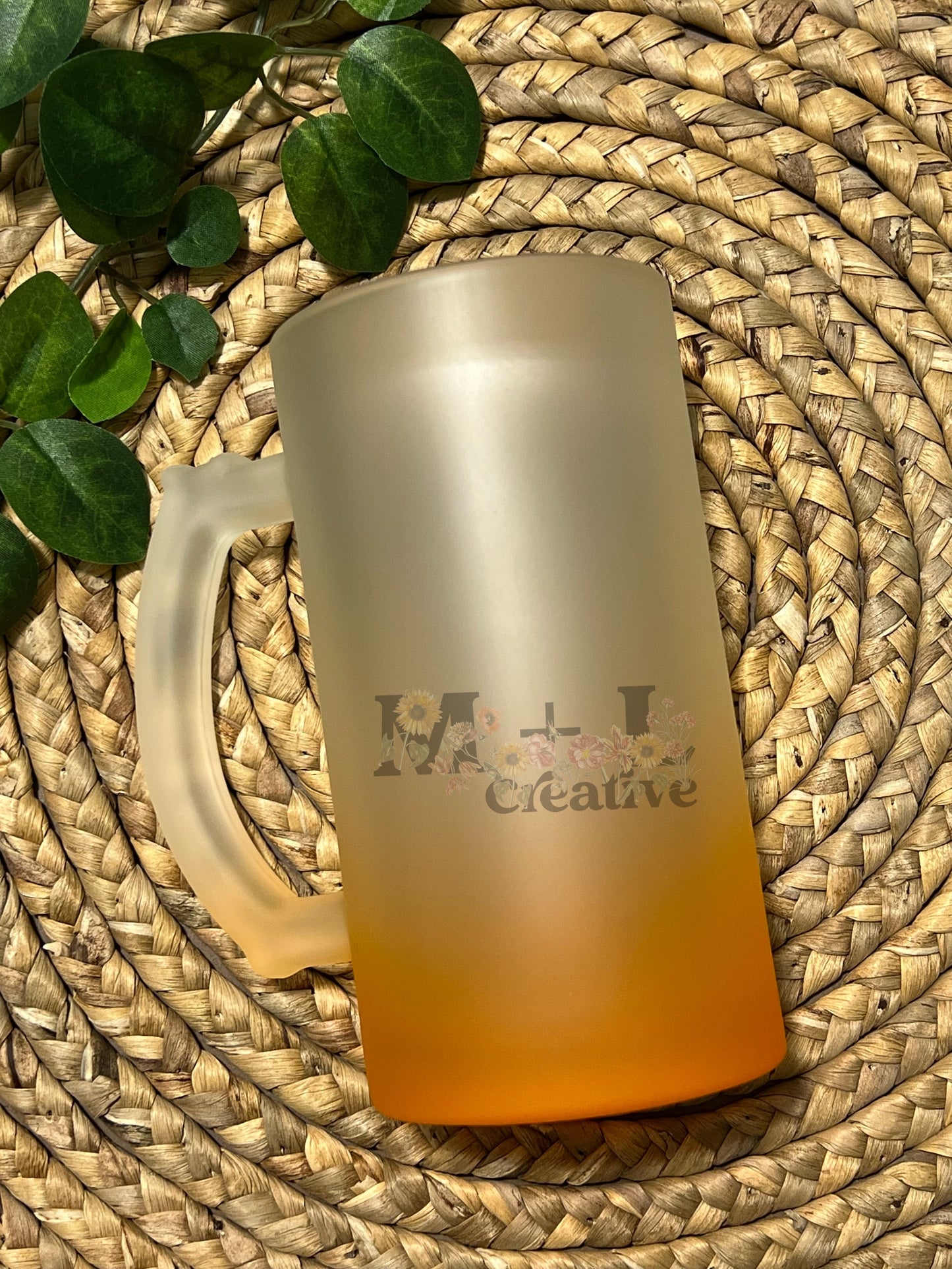 Orange Frosted Beer Mug