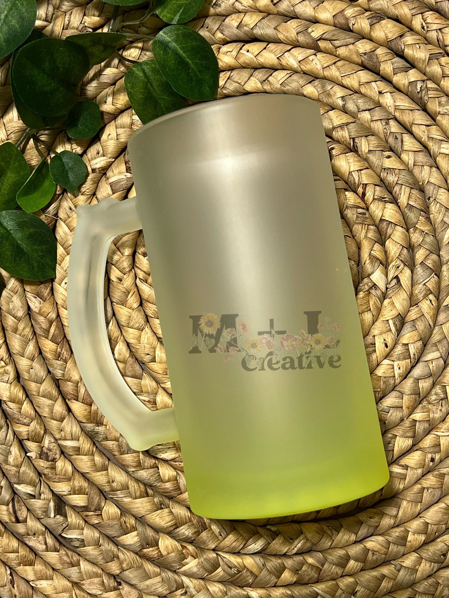 Yellow Frosted Beer Mug
