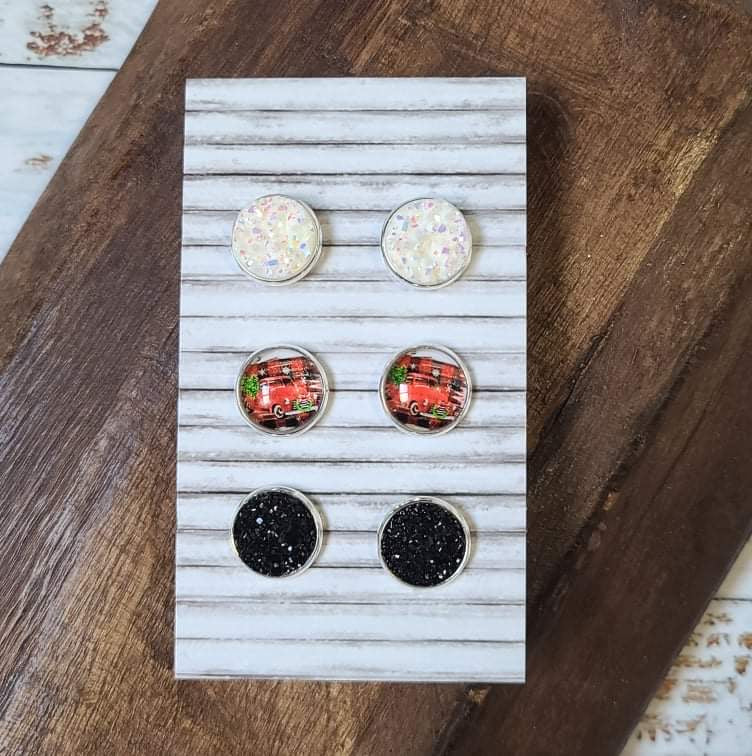 Earring Set - White/Truck/Black