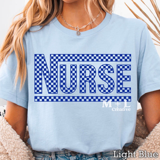 Nurse Checkered Blue