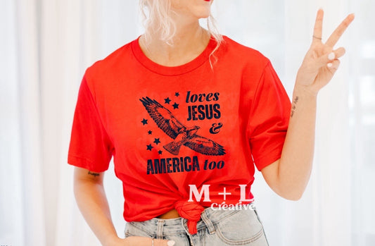 Loves Jesus and America Too Navy Ink