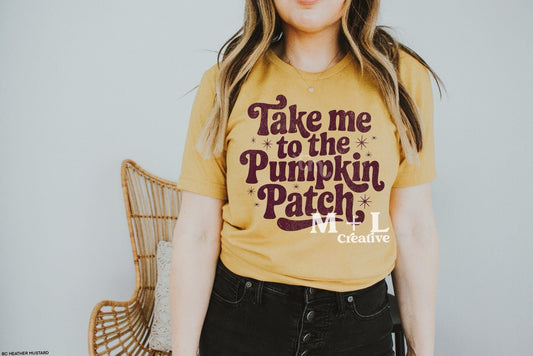 Take Me To The Pumpkin Patch Maroon Ink