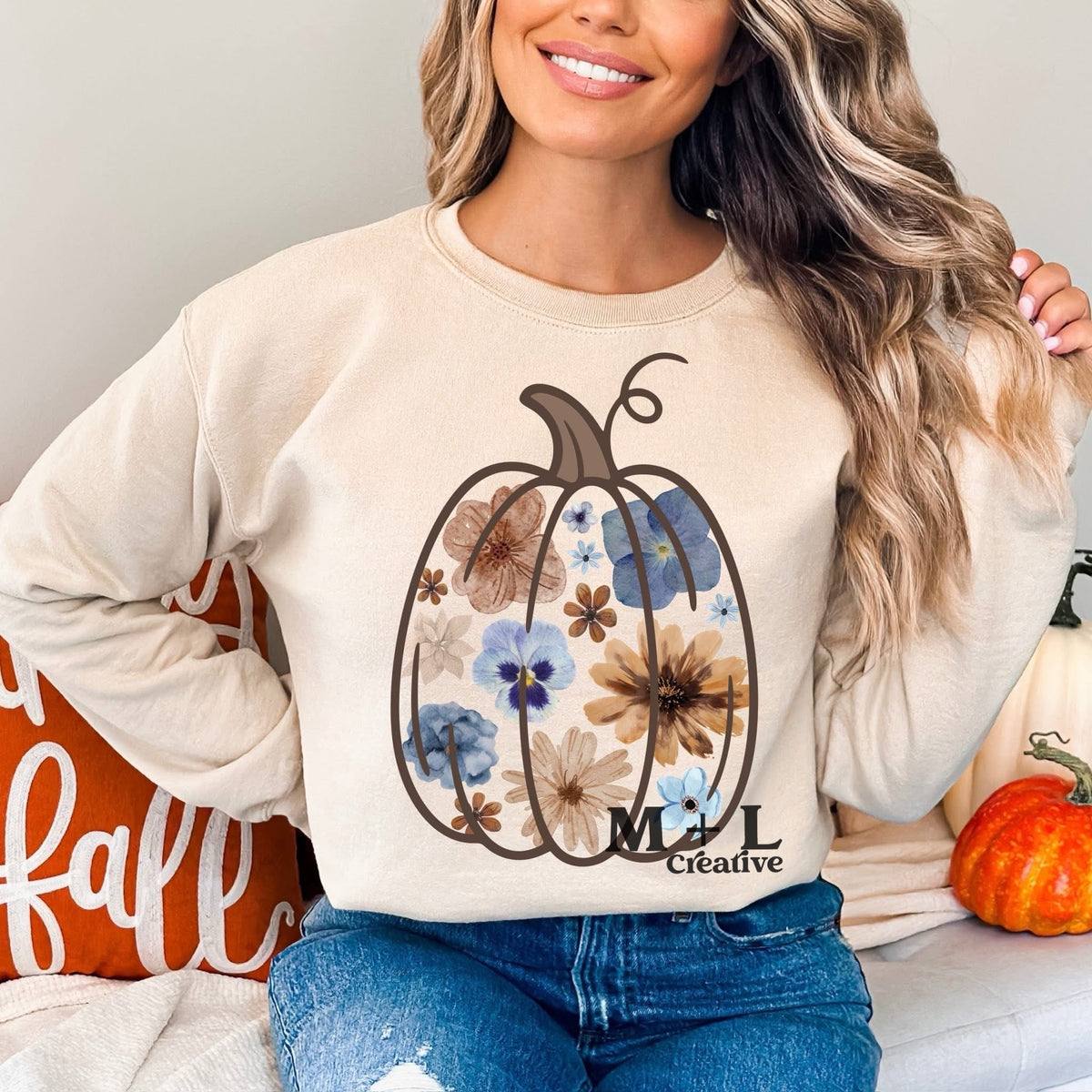 Watercolor Floral Pumpkin