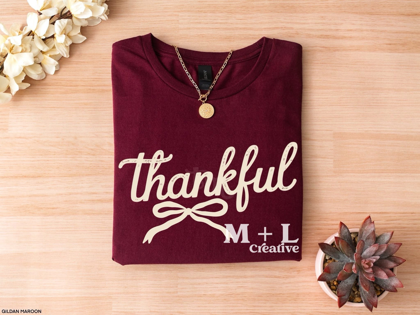 Thankful Bow Beige Ink