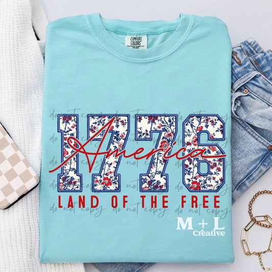 1776 America Land of the Free Floral
