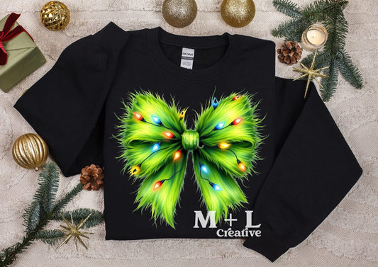 Furry Green Christmas Bow