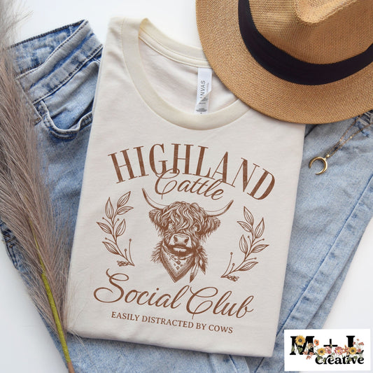 Highland Cattle Social Club Brown Ink