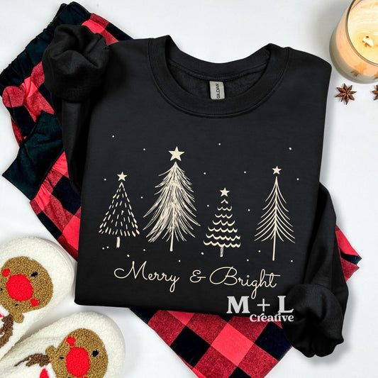 Merry + Bright Trees Beige Ink