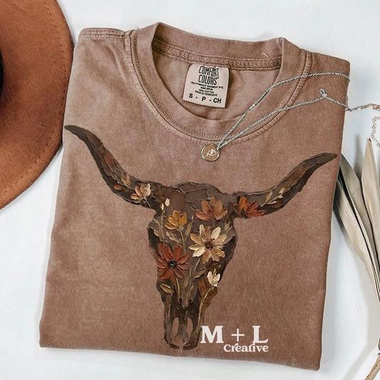Floral Bull Skull