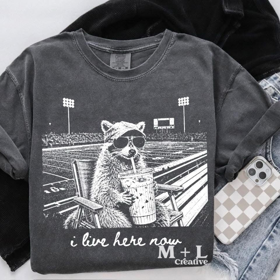 Football Raccoon I Live Here