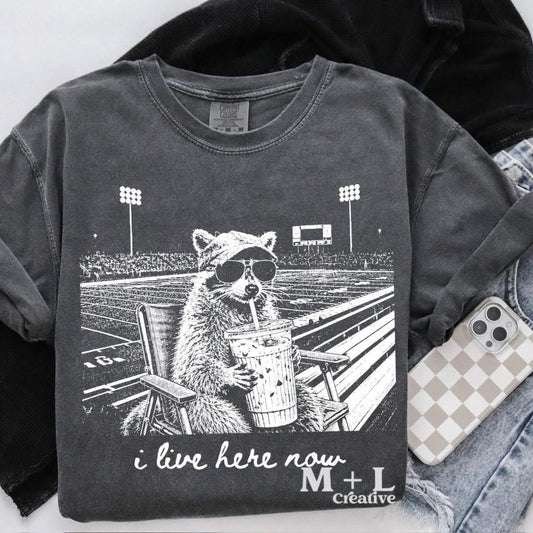 Football Raccoon I Live Here