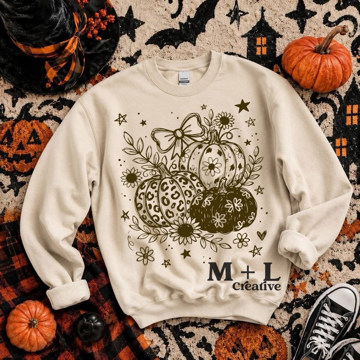 Whimsy Brown Ink Pumpkins