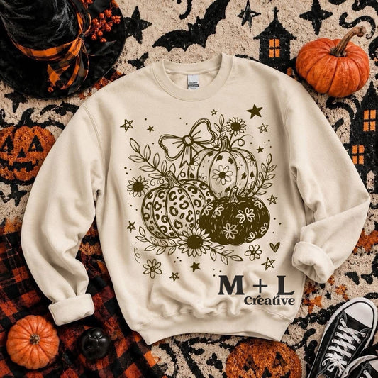 Whimsy Brown Ink Pumpkins