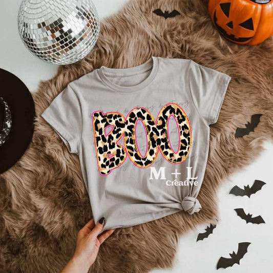 Boo Leopard Pink Outline