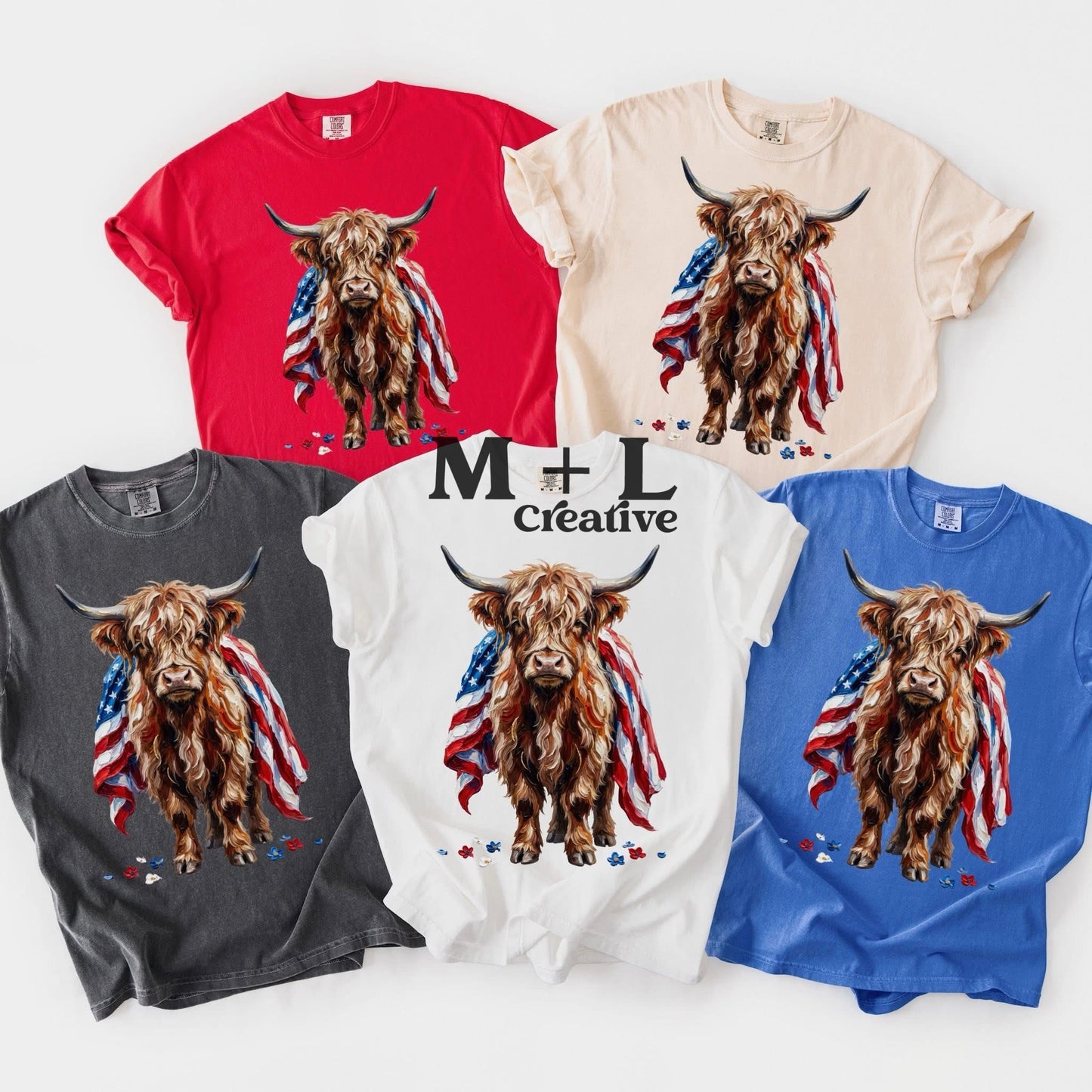 Highland Cow American Flag