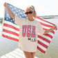 USA Red with Blue Outline and White Stars