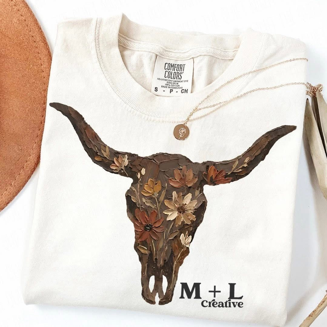 Floral Bull Skull
