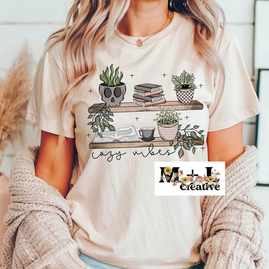 Cozy Vibes Plants Coffee Books Skulls