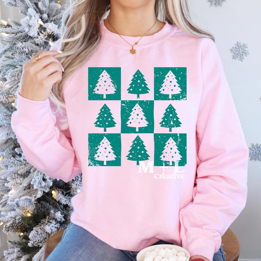 Christmas Tree Teal Checkered