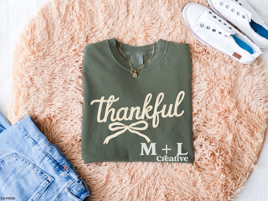 Thankful Bow Beige Ink