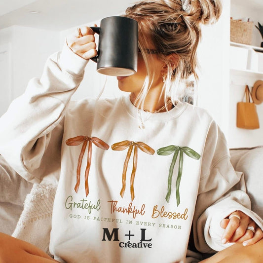 Grateful Thankful Blessed Bows