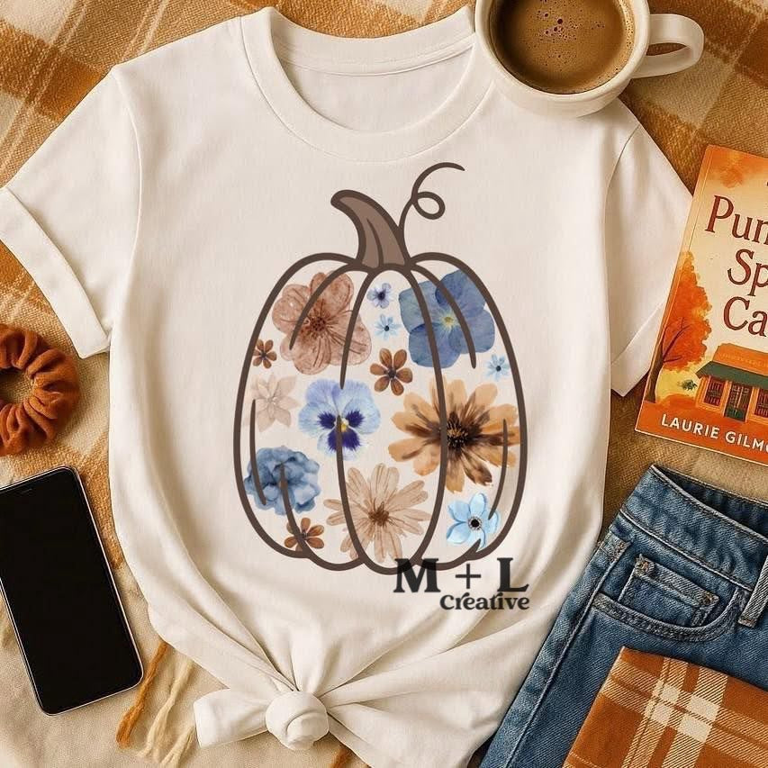Watercolor Floral Pumpkin