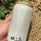 White Sparkle 16oz Glass Can