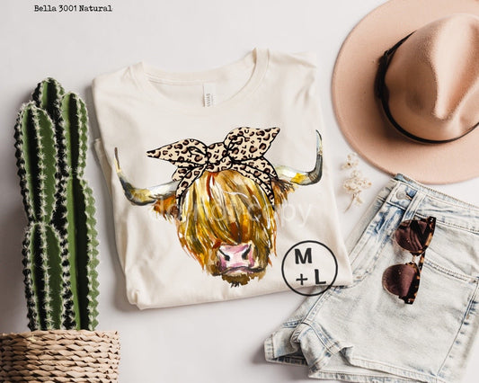 Highland Cow Leopard Bow